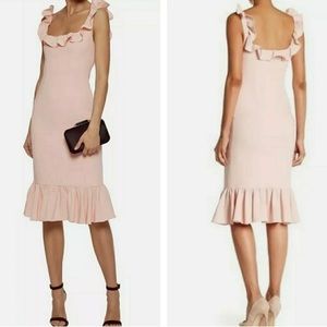 CINQ À SEPT Woman Opalina Fluted Ruffle-trimmed Crepe Dress Blush